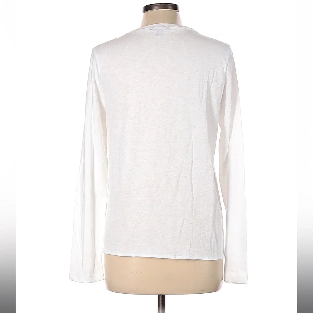 J. Crew Mercantile White Long Sleeve Tie-Front Top with Pocket - Picture 2 of 5